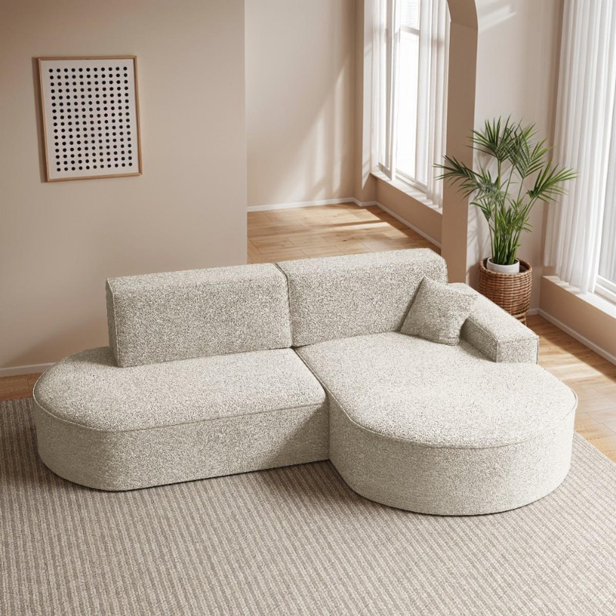 ECKSOFA Modena Pro - Komfort Und Stil stoff Arena Ecru Rechts - Ecru, Holz (278/179cm) - Kaiser Möbel