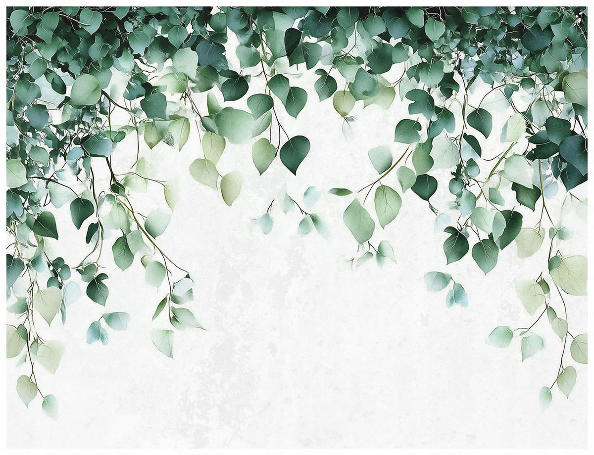 FOTOTAPETE Blätter Grün Nature Wohnzimmer Vliestapete 300x210 - Grün, Papier (300/210cm) - Wallarena
