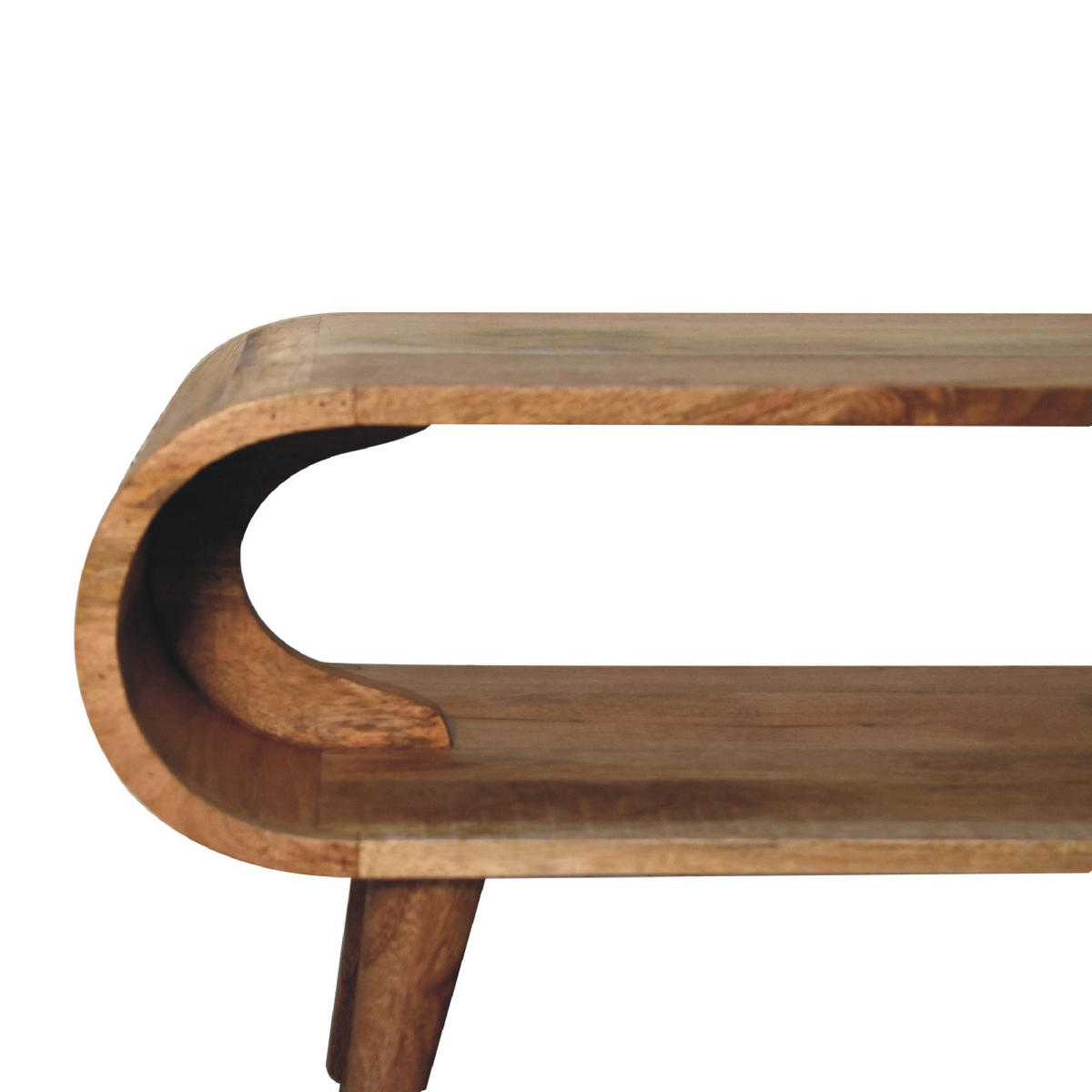 COUCHTISCH aus Massivholz im Eichenholz-Finish, Offener Stauraum, Nordische Beine - Eichefarben/Messingfarben, Holz/Metall (35/90/40cm) - Artisan Furniture