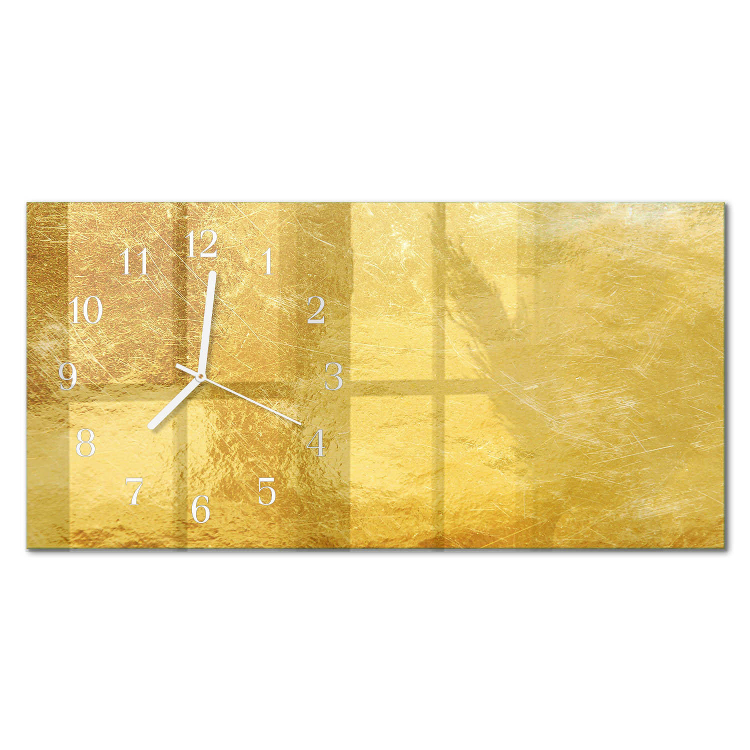 WANDUHR aus Glas 60x30 cm - Metallische Textur - Gelb, Glas (60/30/0.4cm) - TULUP