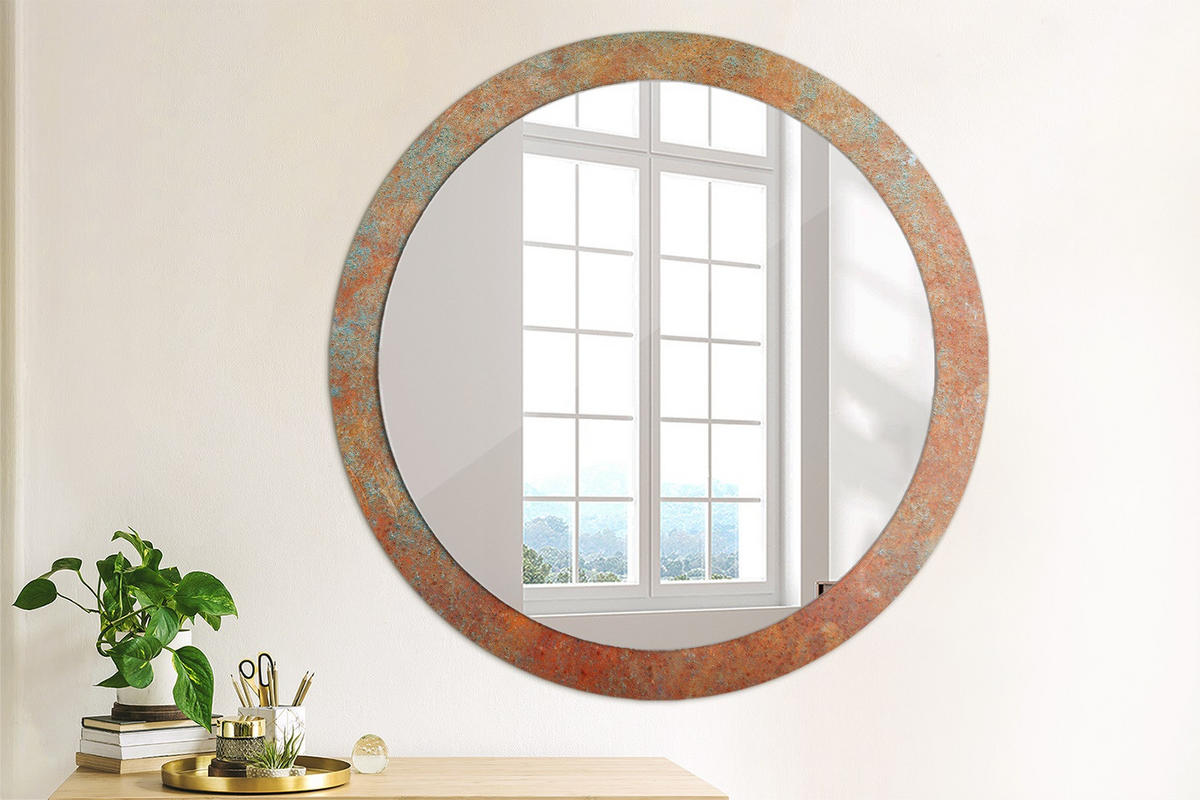 SPIEGEL Ø90 cm Rund mit Aufdruck - Orange, Glas (90/90/0.4cm) - TULUP
