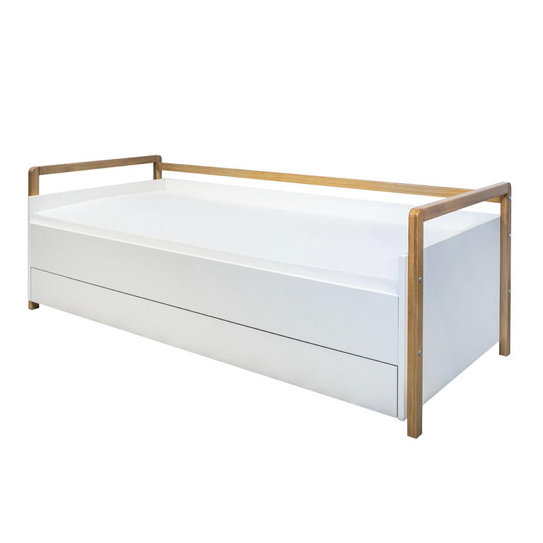 POSTEĽ Biela a drevo - biela, kompozitné drevo (80/180cm) - Petits-meubles