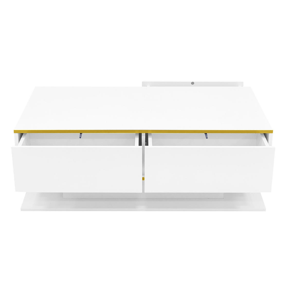 COUCHTISCH mit LED und 3 Schubladen 100 x 50 x 40 cm Weiß - Weiß, Holzwerkstoff (100/50/40cm) - Meubliv