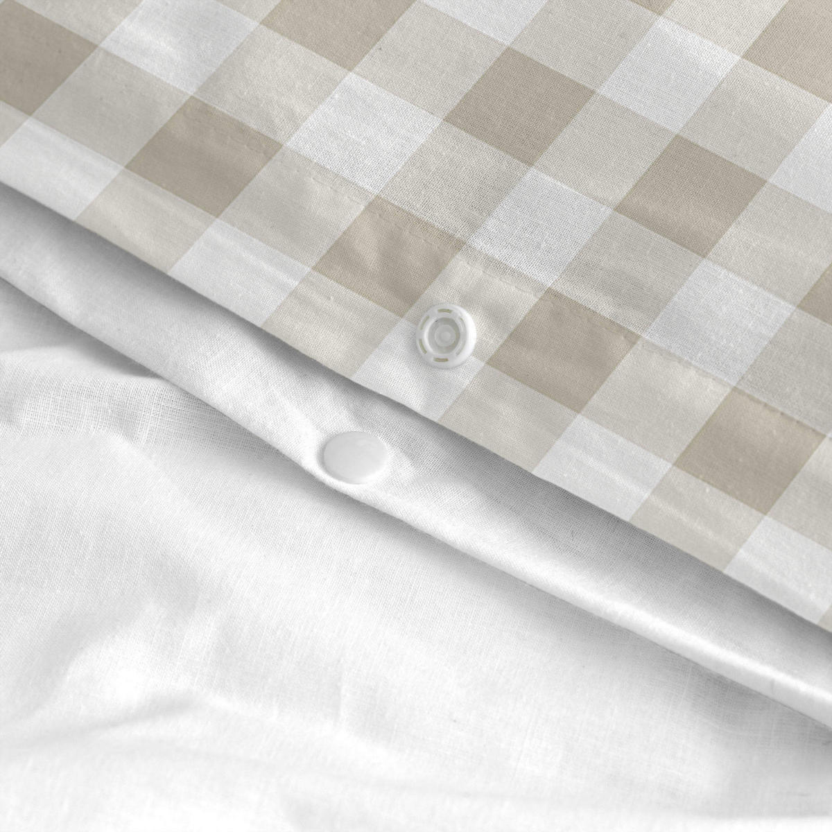 BETTBEZUG 2er-Set teiliges vichy 155x220 cm (komfortgrösse) beige - Beige, Textil (155/220cm) - Happy Friday