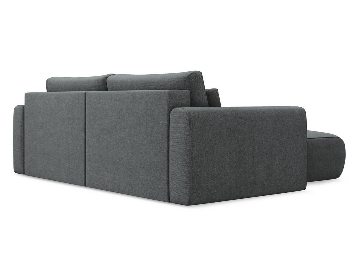 ECKSOFA mit Schlaffunktion Strukturstoff Stoff Grau - Schwarz/Grau, Kunststoff/Textil (149/240cm) - Makamii