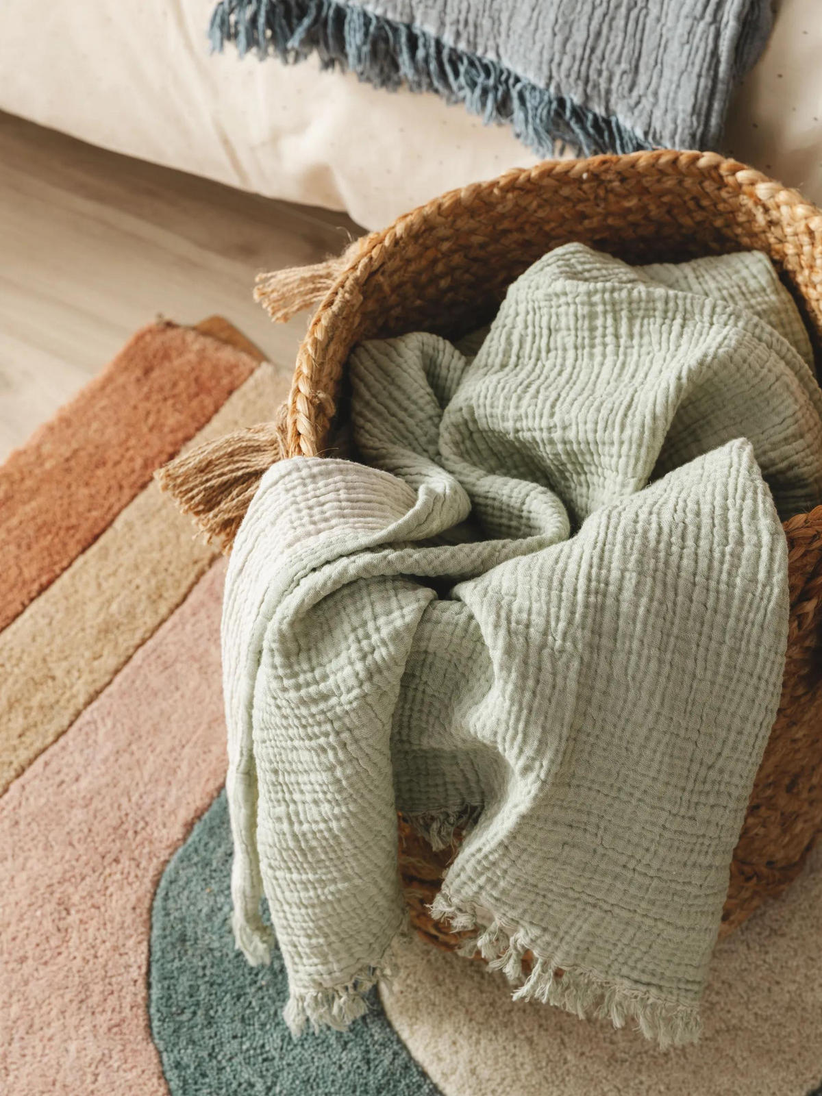 BAUMWOLLDECKE Lilo Hellgrün 130x170 cm - Hellgrün, Textil (130/170cm) - Lytte