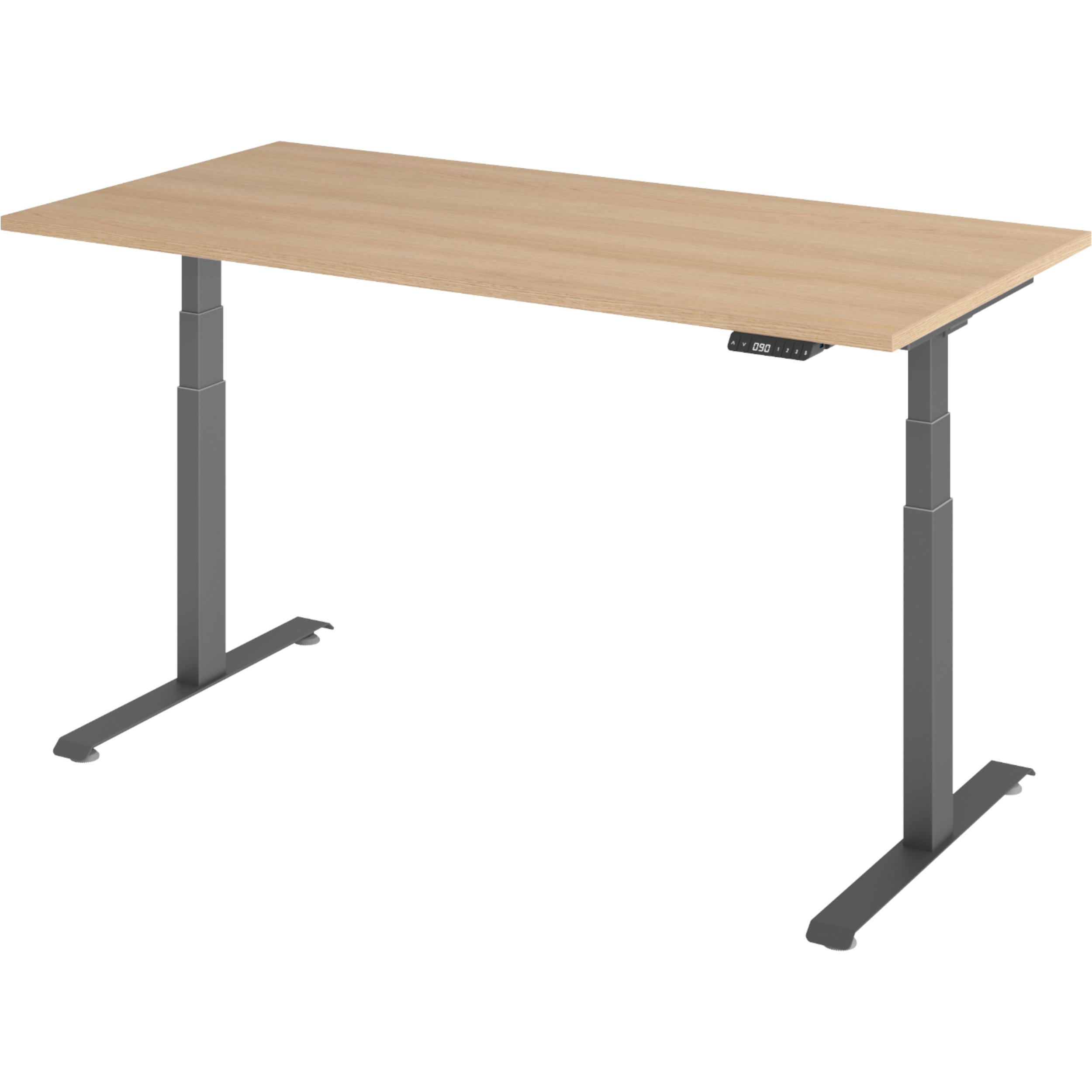SCHREIBTISCH elektrisch 80/160/74 cm in Eichefarben/Graphitfarben - Eichefarben/Graphitfarben, Holzwerkstoff (80/160/74cm) - bümö