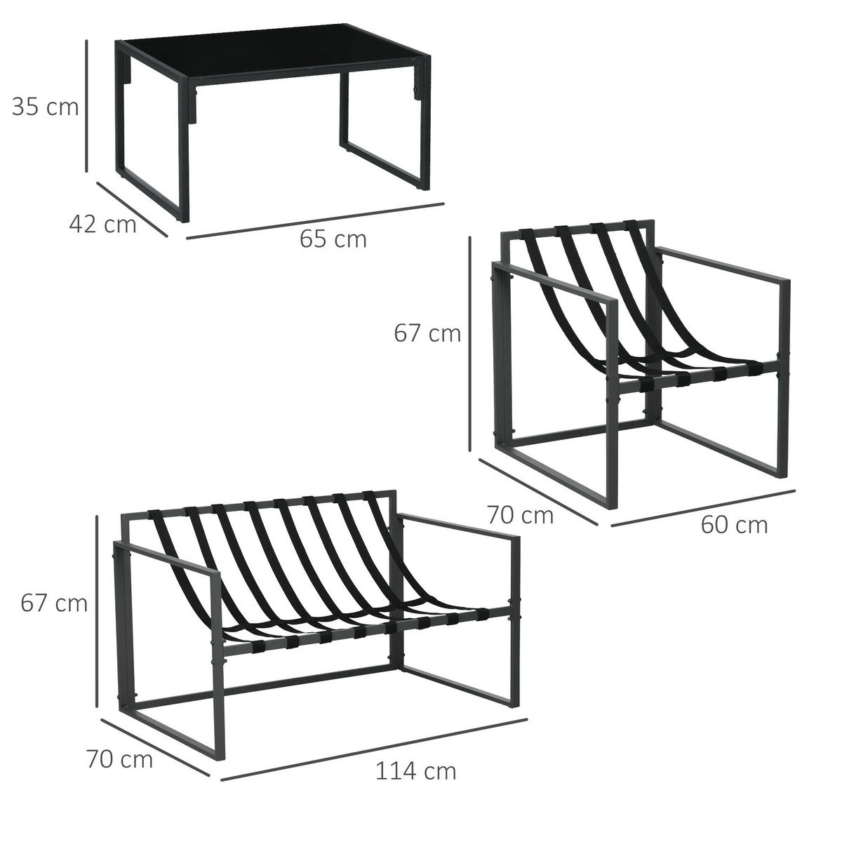 GARTENMÖBEL-SET 4 TLG. Wetterbeständig Grau, Beige - Grau, Metall - Outsunny