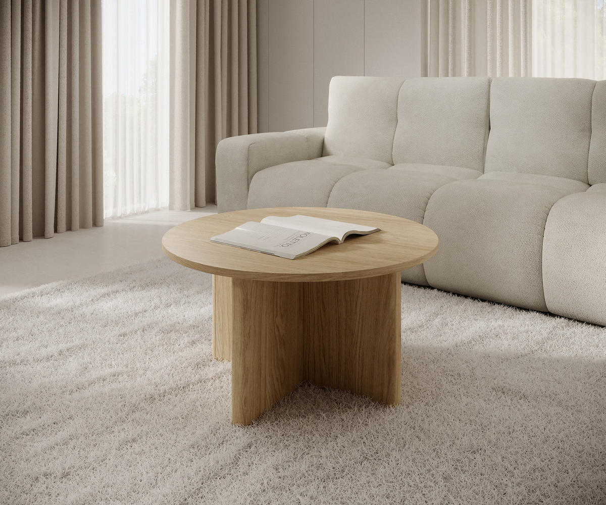 COUCHTISCH VIRONE (Geölte Eiche, Rund, 90 cm) - Eichefarben, Holz/Holzwerkstoff (90/90/49cm) - Ravio
