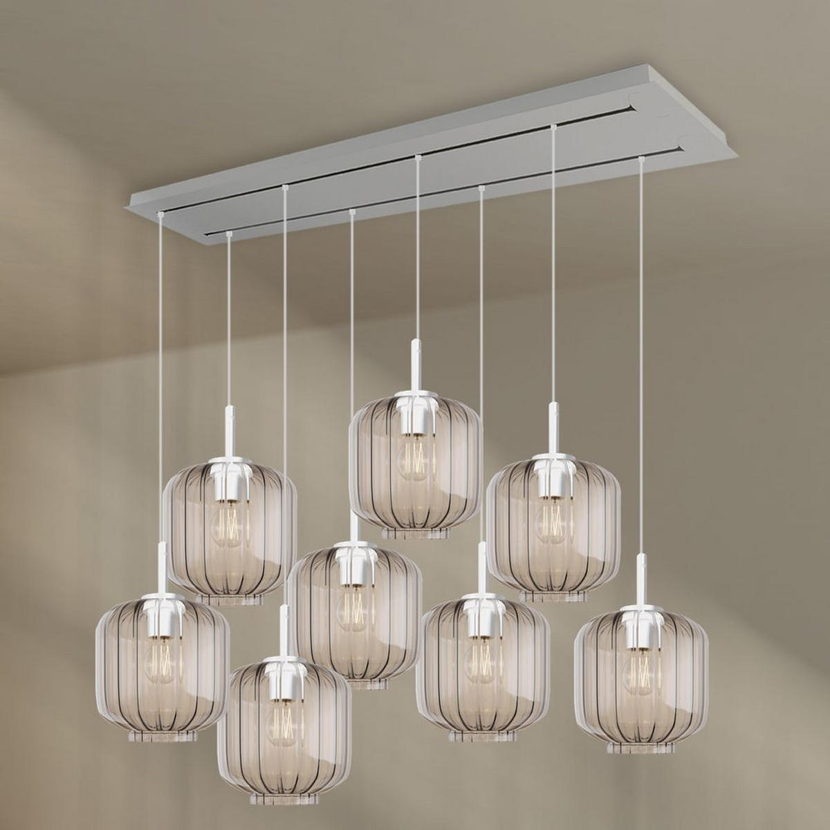 HÄNGELEUCHTE Velo 8-flammig Klar Ø 20cm - Klar/Weiß, Glas (20/20/20cm) - s.luce
