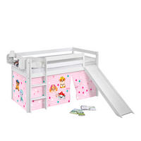 HOCHBETT JELLE Paw Patrol rosa mit Rutsche und Vorhang - Weiß, Holz - Lilokids
