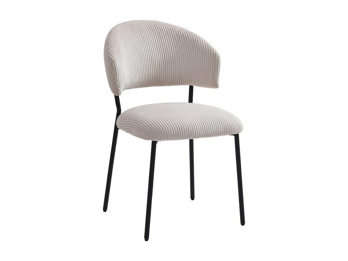 STUHL 6er-Set - Cord & schwarzes Metall - Beige - ALAYIS - Beige, Textil (60/83/53cm) - Vente-Unique