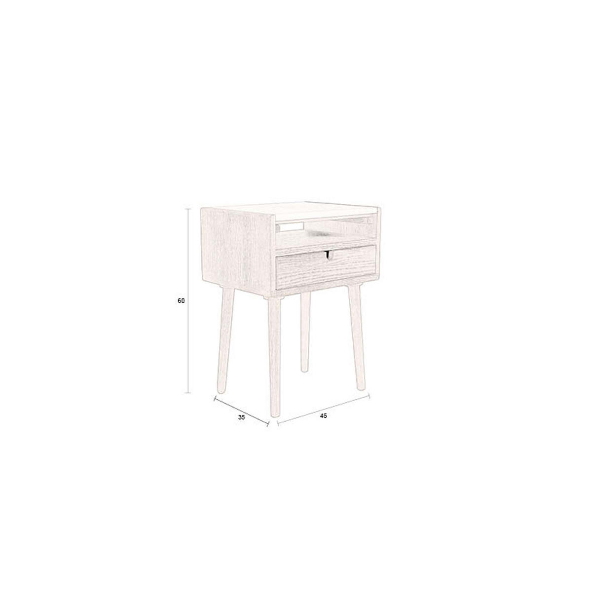BEISTELLTISCH Arda Nachttisch - Beige, Holz (45/35/60cm) - Dutchbone