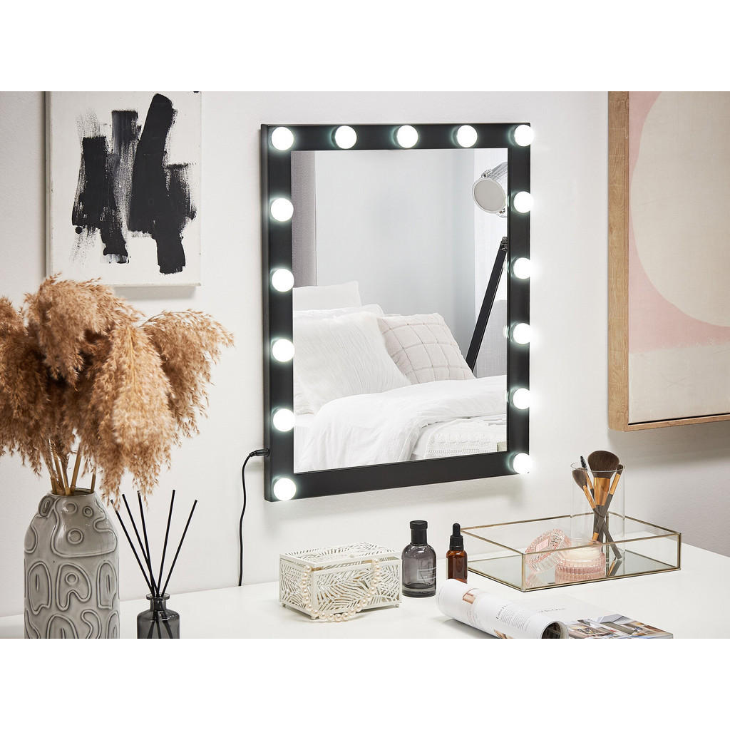 Thumbnail - Beliani Badspiegel, Schwarz, Metall, Rechteckig, 50x60x2 cm, Badezimmer, Badezimmerspiegel, Badspiegel