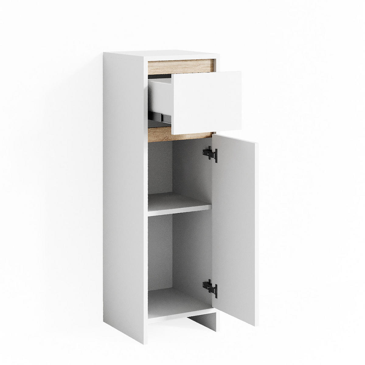 MIDISCHRANK Emma Weiß/Sonoma 30 x 95 cm - Weiß/Sonoma Eiche, Holzwerkstoff (30/95/30cm) - Vicco