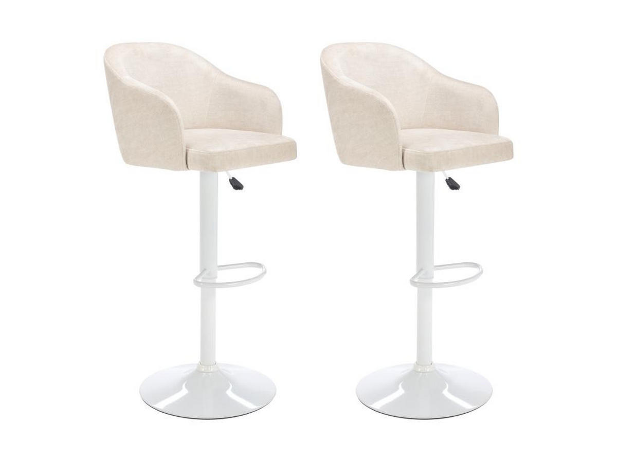 BARHOCKER 2er-Set - Stoff & Metall - Höhenverstellbar - Cremefarben & Weiß - CARSTEN - Creme, Textil (51/113/52cm) - Vente-Unique