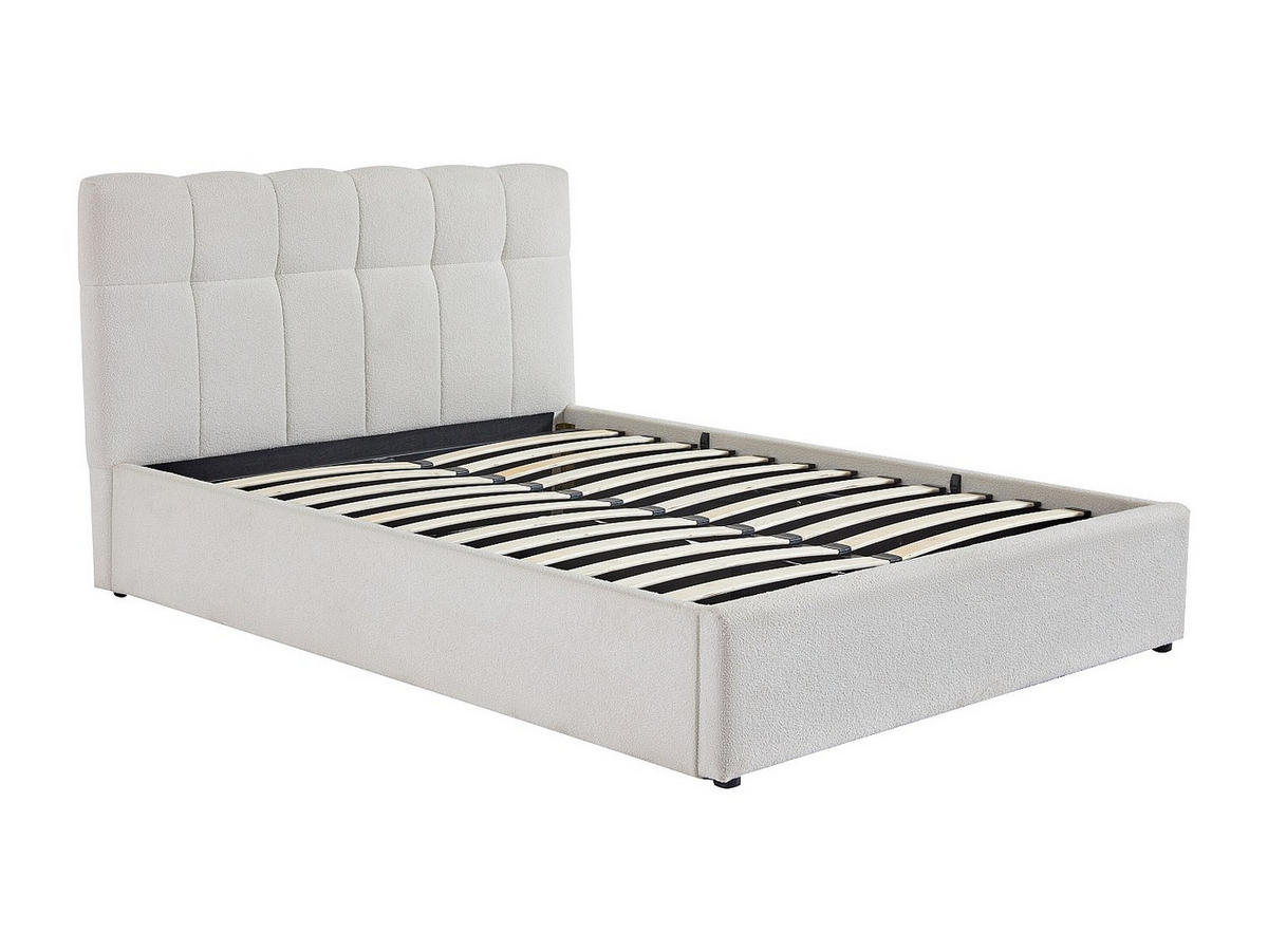 BETT mit Bettkasten - 2 Personen - Stoff - Weiß - - Weiß, Textil (160/200cm) - Vente-Unique