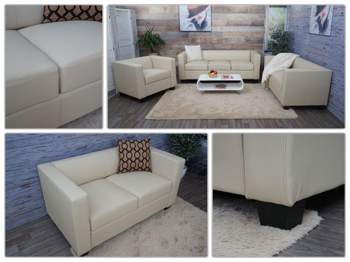 3-2-1 SOFAGARNITUR Cremeweiß - Weiß, Leder (400/70/300cm) - MCW