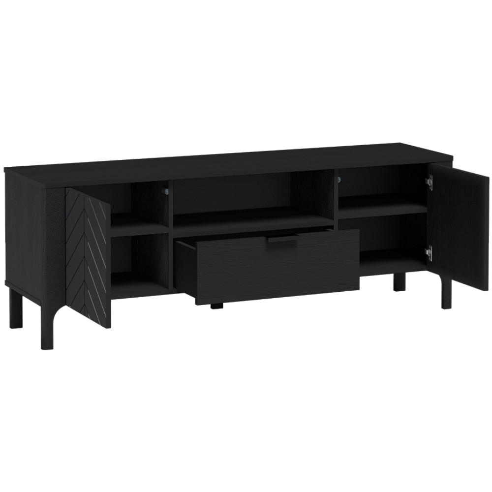 LOWBOARD Lume mit Schublade und Türen, 160 cm, schwarz - Schwarz, Holzwerkstoff (160/57/40.5cm) - Beautysofa