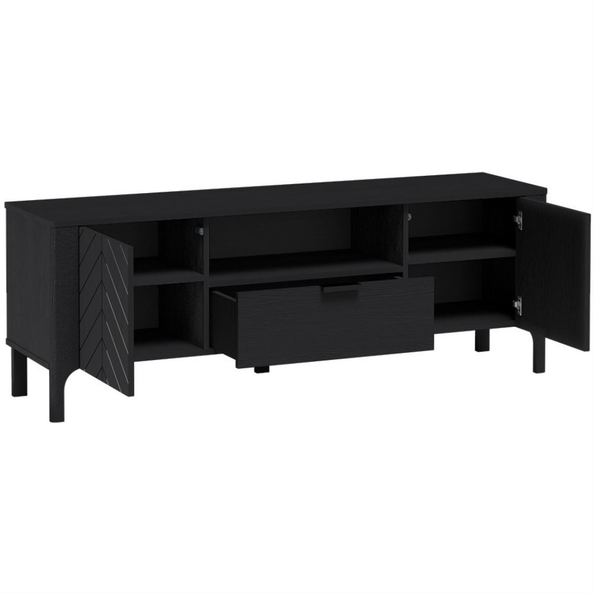 LOWBOARD Lume mit Schublade und Türen, 160 cm, schwarz - Schwarz, Holzwerkstoff (160/57/40.5cm) - Beautysofa