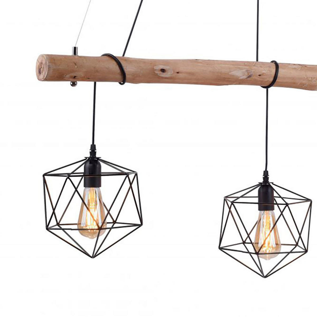 METALL HÄNGELEUCHTE Braun Gitteroptik Holz 3 Flammig - Braun, Holz (100/20/120cm)