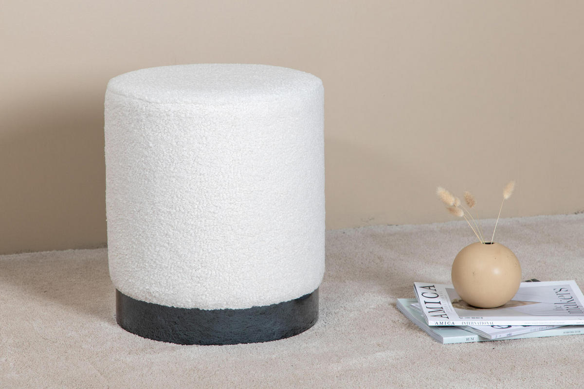 POUF schwarz weiß - Weiß, Holzwerkstoff (35/43/35cm) - ebuy24