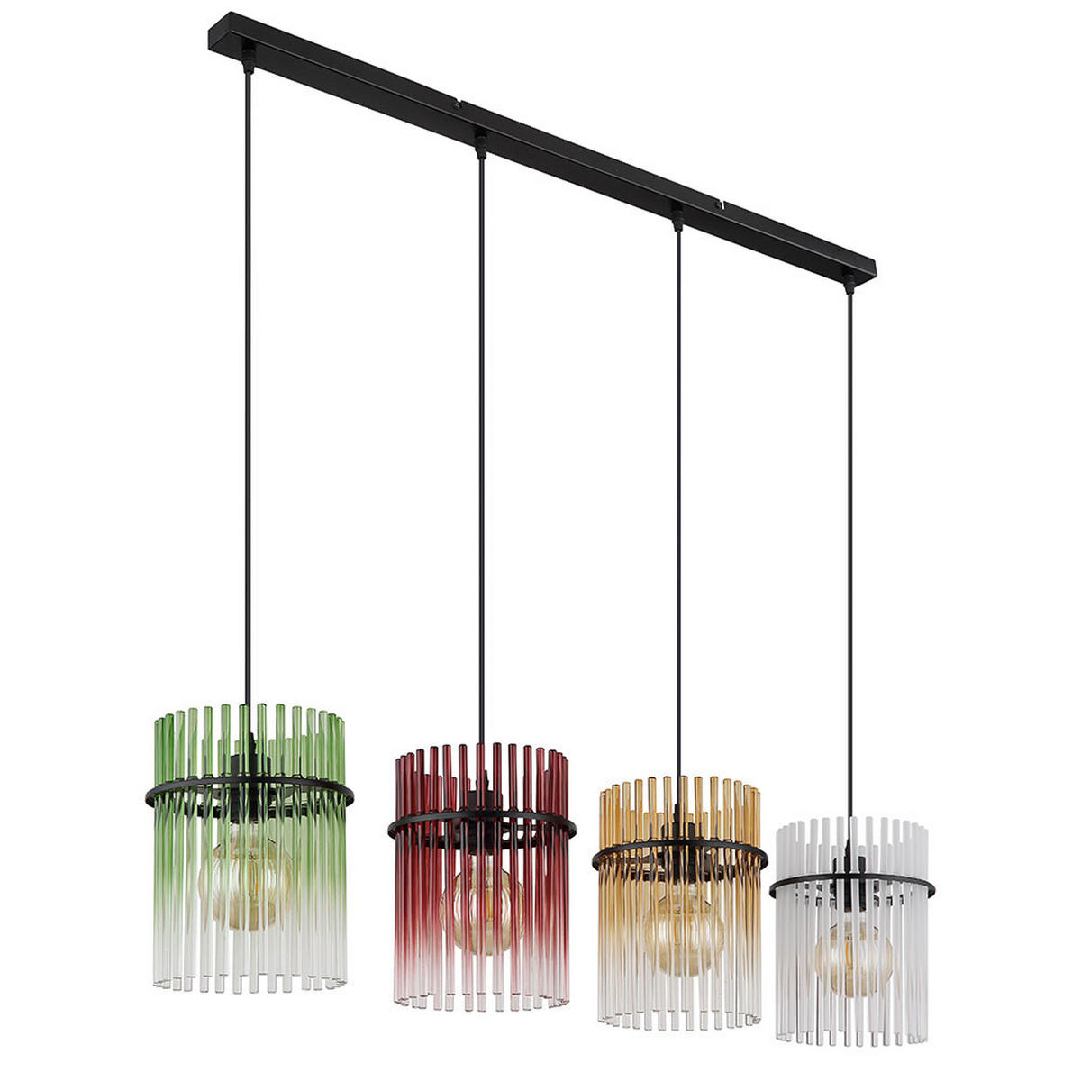 LED HÄNGELEUCHTE Glas bunt Schwarz - Multicolor, Glas (110/20/140cm) - Globo Lighting