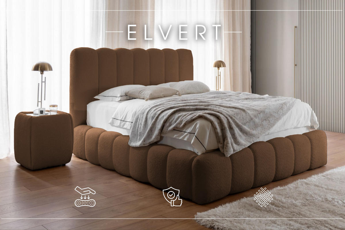 POLSTERBETT aus Polyester Elvert 180x200 cm, Dunkelbraun - Dunkelbraun, Textil (180/200cm) - Meblito