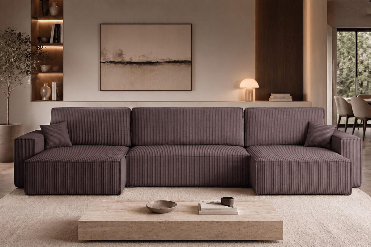 ECKSOFA Mit Schlaffunktion Und Bettkasten BEST U XL Stoff Poso Dunkelgrau - Dunkelgrau, Holz (142/372cm) - Kaiser Möbel