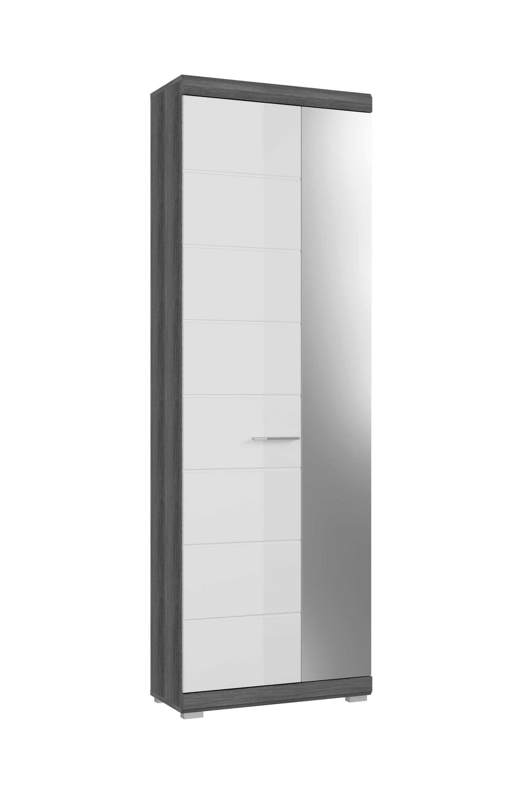 GARDEROBENSCHRANK Scout Garderobe in Rauchsilber Nb. und weiß hochglanz B/H/T: 62x197x37 cm - Silberfarben, Holz (62/197/37cm)