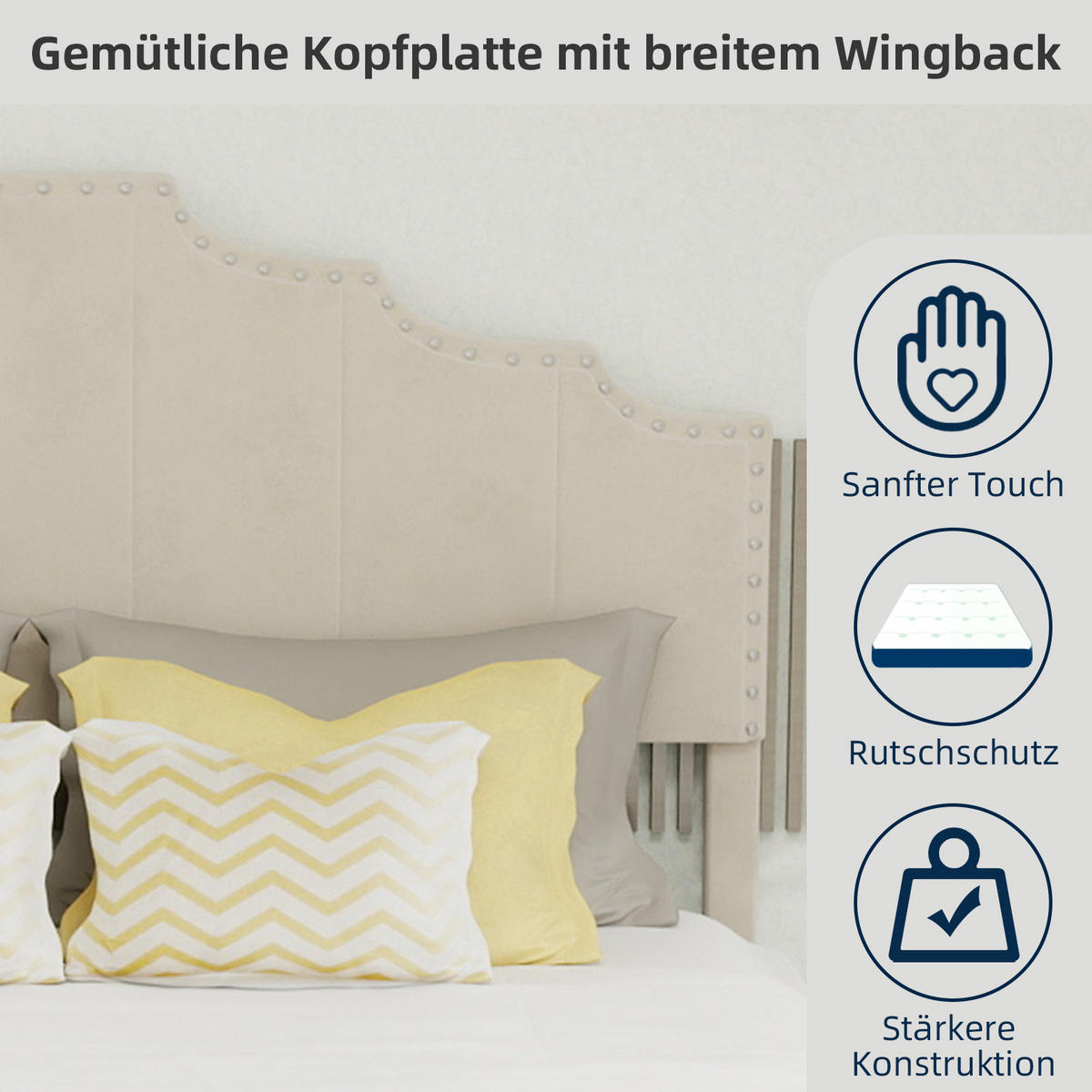 POLSTERBETT 140/200 cm in Beige Stoff - Beige, Holzwerkstoff/Textil (140/200cm) - WISHDOR