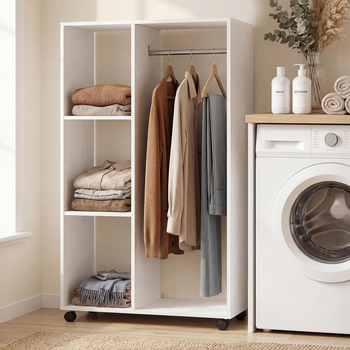 KLEIDERSCHRANK DE-09578 Weiß - Weiß, Holzwerkstoff (80/128/40cm) - ComfortXL