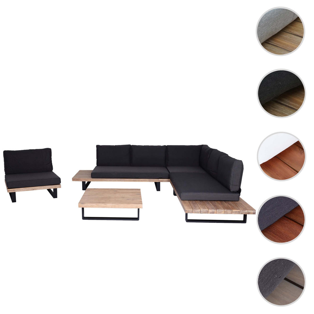 GARTEN-GARNITUR Schwarz, Braun, Grau - Schwarz/Braun, Holz - MCW