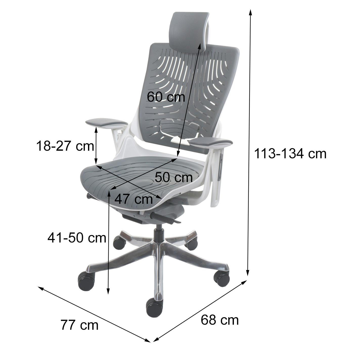 Thumbnail - MCW Bürostuhl, Grau, Kunststoff, 77x134x68 cm, Arbeitszimmer, Bürostühle, Drehstühle