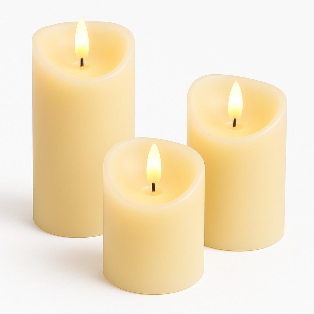 LED-KERZEN Ø 7 cm 3er-Set - Beige, Kunststoff (7/7/15cm) - Home Styling Collection