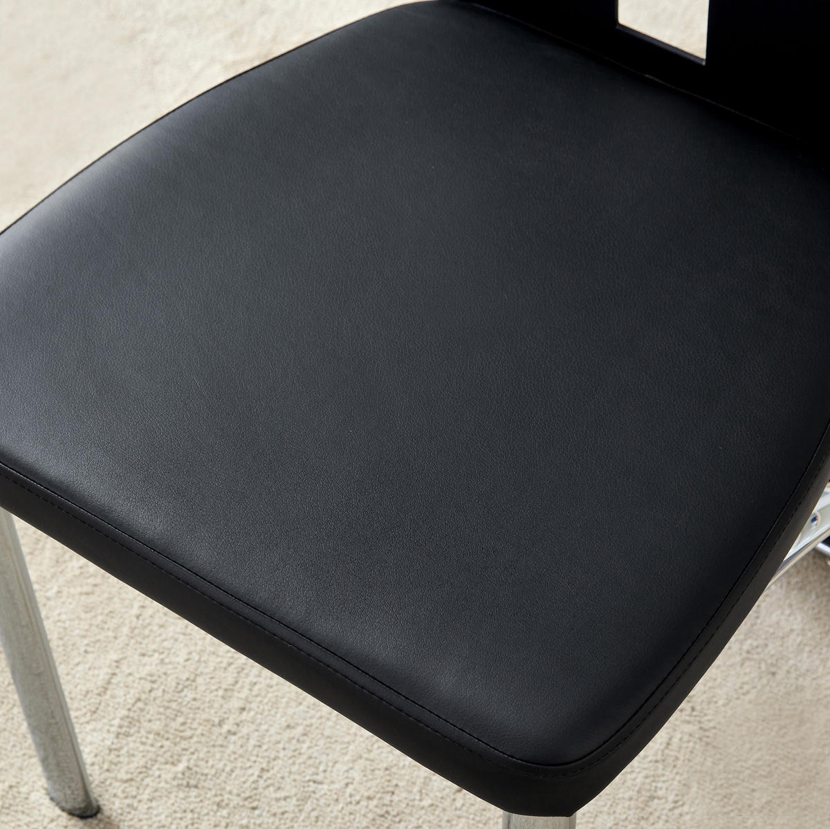 ESSZIMMERSTUHL 2er-Set mit Lochmuster 102,5 cm PU-Leder Schwarz - Schwarz, Metall (49/102.5/43cm) - Meubliv