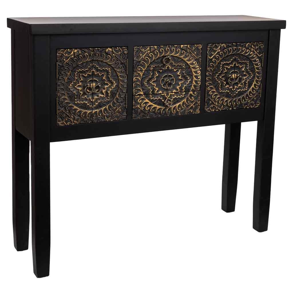 KONSOLE aus Holz 95x26x80 cm - Schwarz, Holz (26/95/80cm) - Wanderlust
