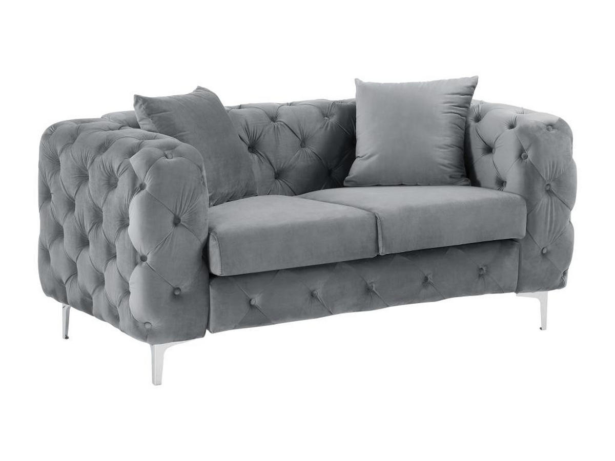 CHESTERFIELD-SOFA 2-Sitzer - Samt - Anthrazit - EDWINA - Anthrazit, Textil (91/76/162cm) - Vente-Unique