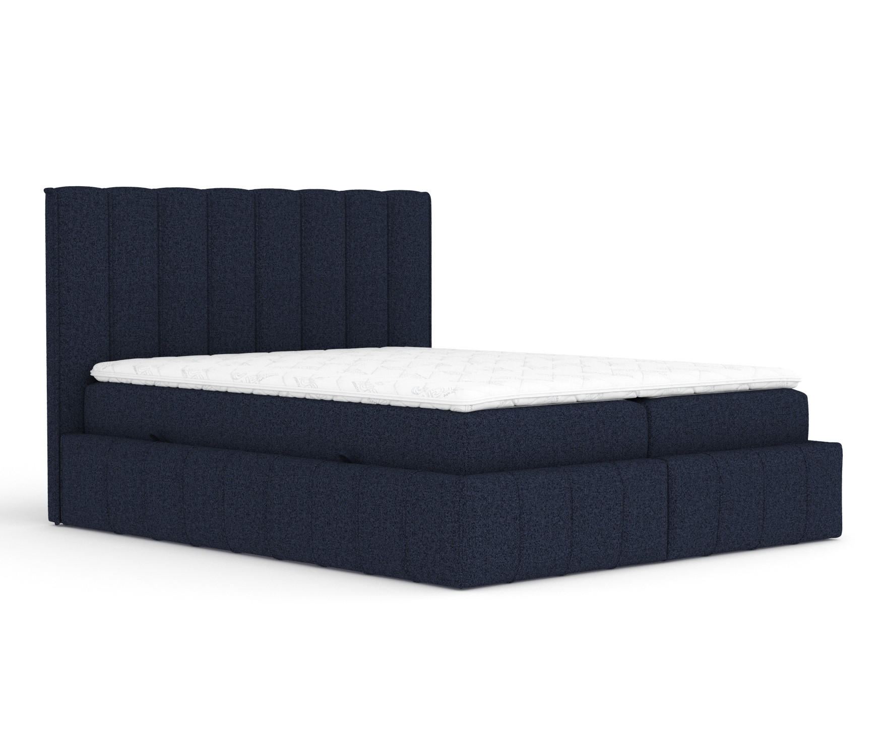 BOXBETT Moretti Marineblau 140/200 cm mit Matratze und Topper - Schwarz/Dunkelblau, Holz/Holzwerkstoff (140/200cm) - Maison de Reve