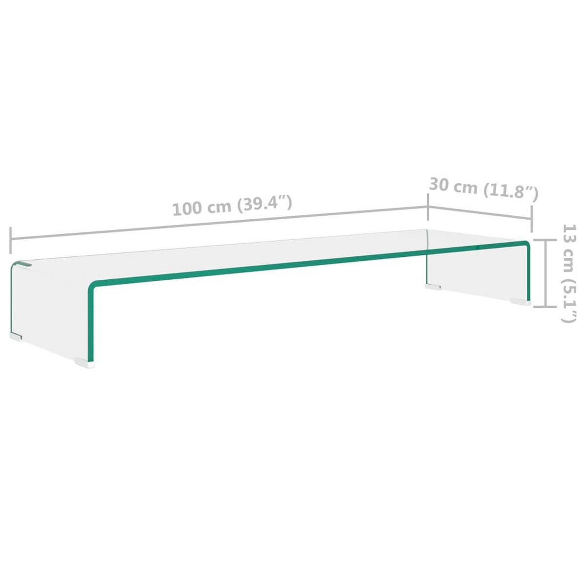 TV-TISCH/BILDSCHIRMERHÖHUNG Glas Transparent 100/30/13 Cm - Klar, Glas (100/30/13cm) - vidaXL