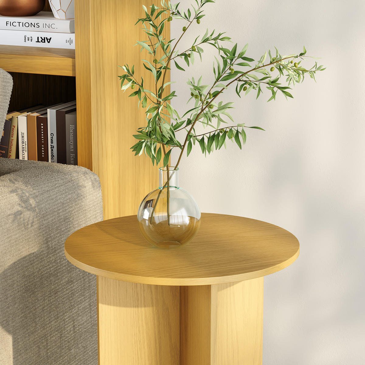 PŘÍDAVNÝ STOLEK Vappevn - barva dubu, kompozitní dřevo (40/40/60cm)