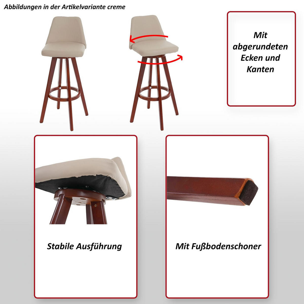 BARHOCKER Cremeweiß - Weiß, Textil (39/105/45cm) - MCW