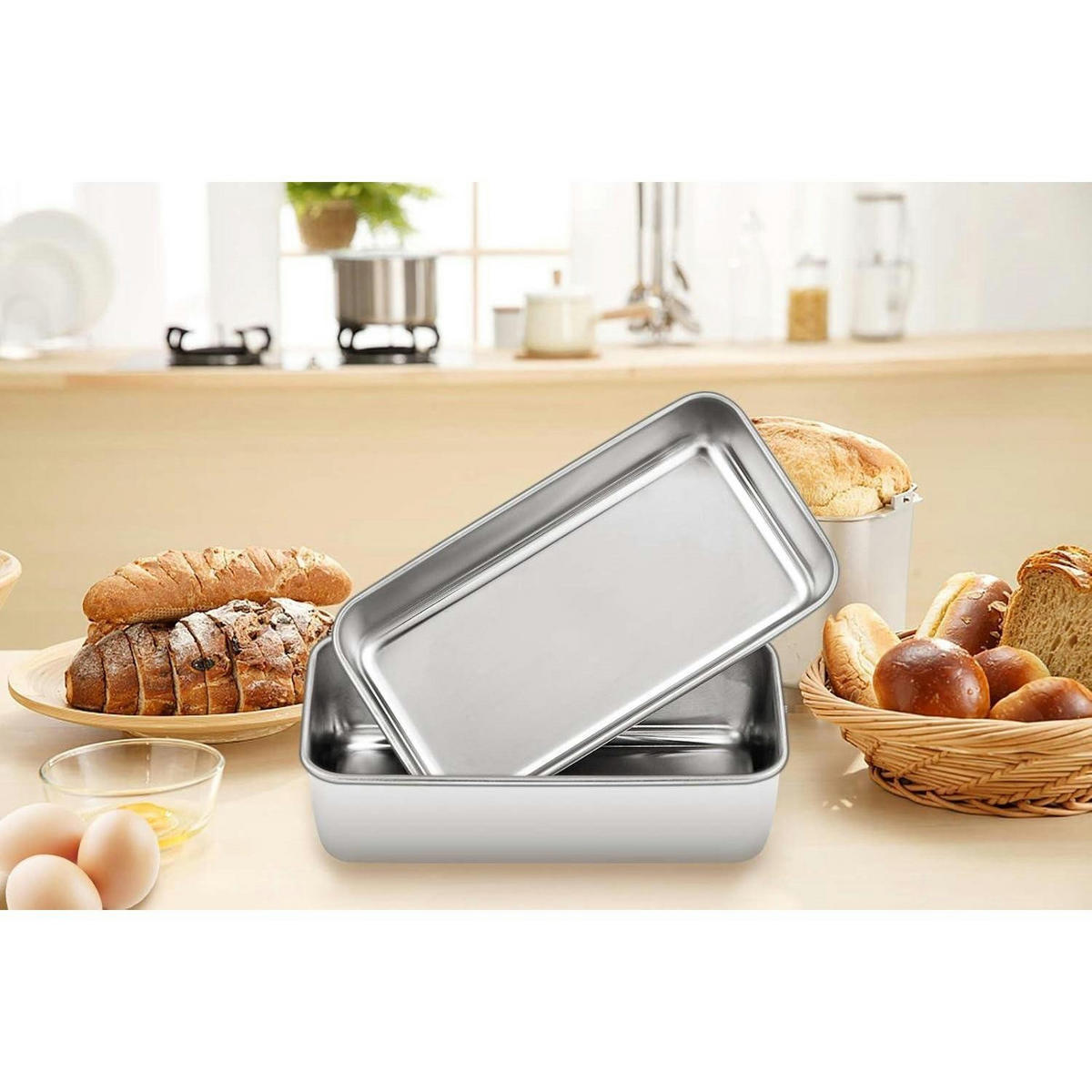 BROTBACKFORM 2er-Set Edelstahl 23,5 x 12,6 x 6 cm - Silberfarben, Metall (23.5/6/12.6cm)
