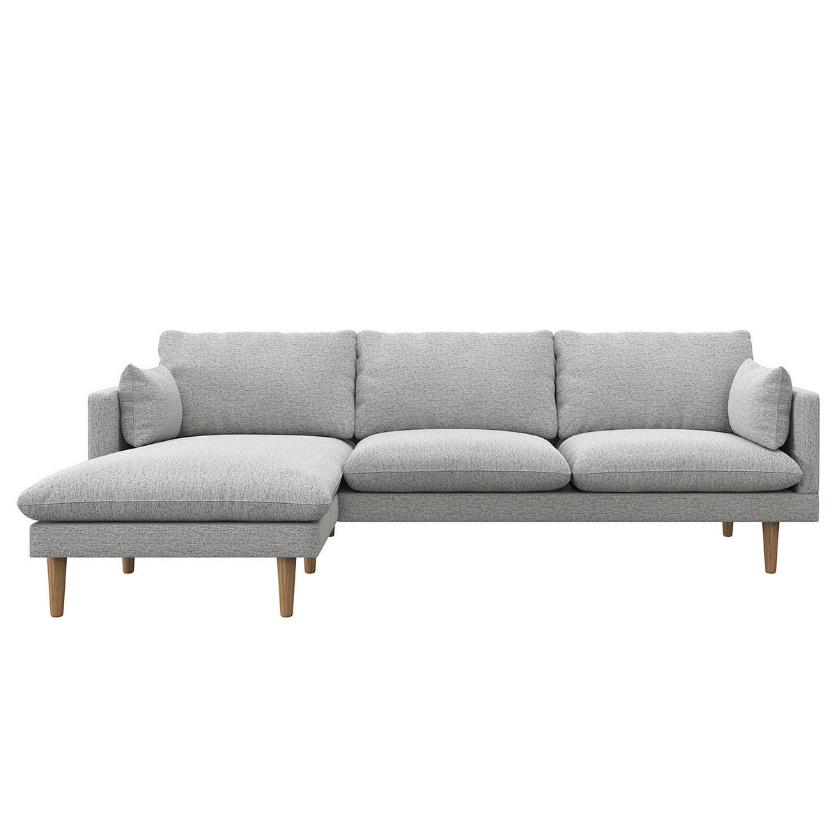 ECKSOFA mit Longchair - Webstoff - Buchefarben/Hellgrau, Buchenholz/Textil (242/150cm) - home24