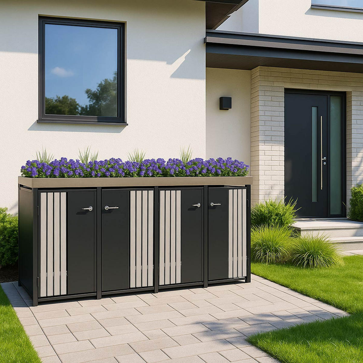MÜLLTONNENVERKLEIDUNG Anthrazit, Beige - Anthrazit/Beige, Metall (260/125/84cm) - Jamb