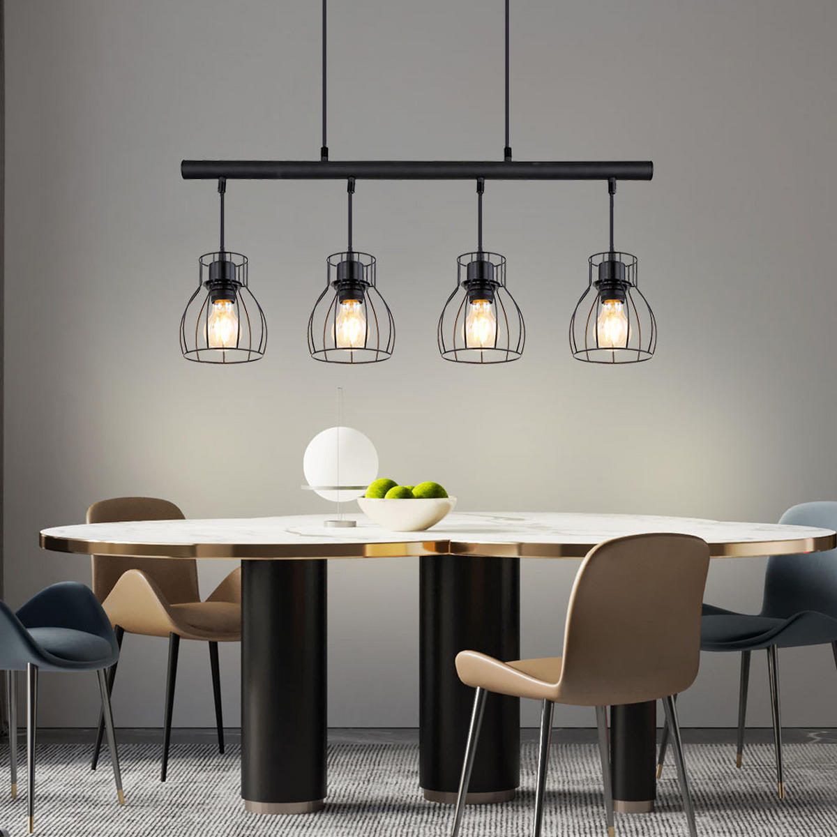 LED HÄNGELEUCHTE Käfig Design Schwarz - Schwarz, Metall (77/14/120cm)