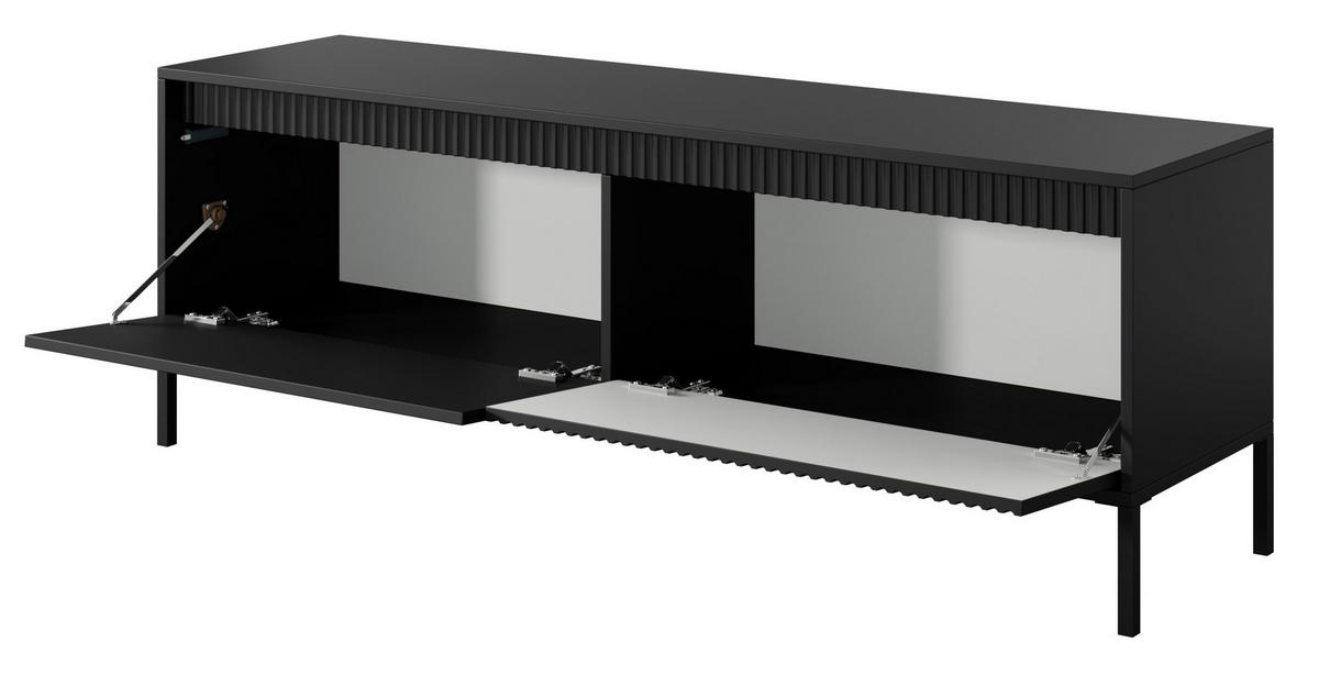 TV-SCHRANK Schwarz 154 cm Santori auf Beine, 2 Türen - Schwarz, Holz (154/53/40cm) - Emporius