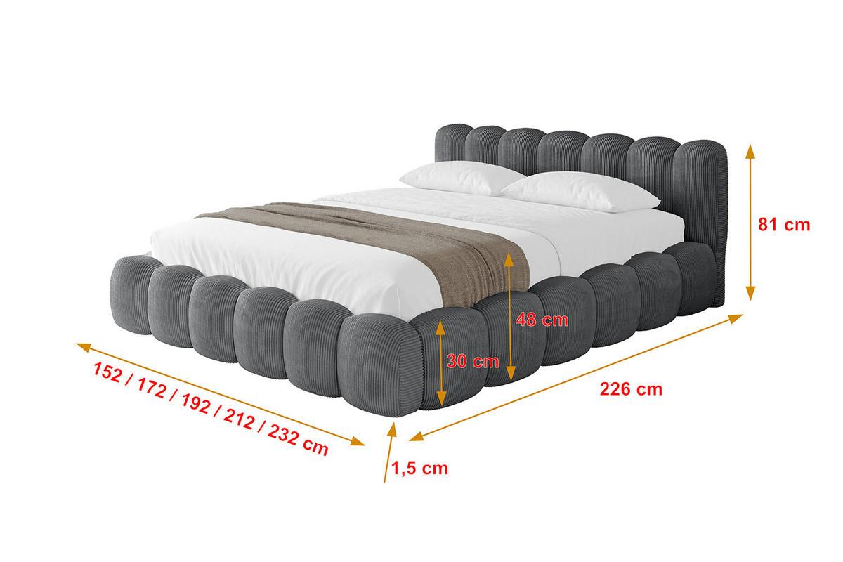 POLSTERBETT mit Bettkasten und Lattenrost, Boxbett ohne Matratze - SENA-v1 180x200 Dunkelgrau - Dunkelgrau, Holzwerkstoff/Textil (180/200cm) - ALTDECOR