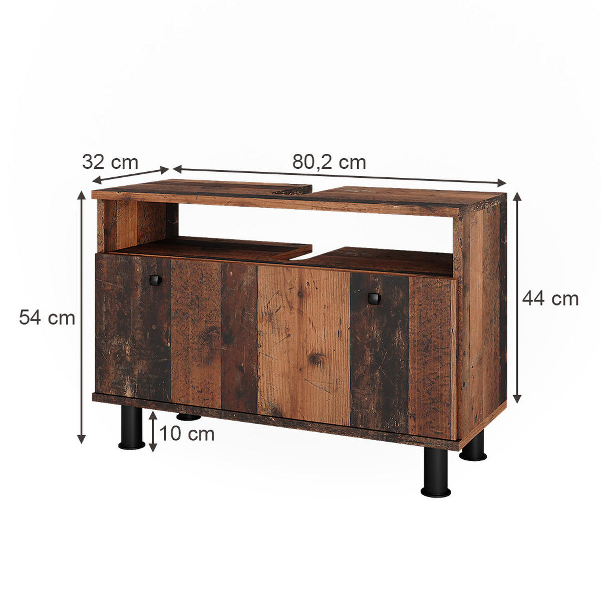WASCHBECKENUNTERSCHRANK Fynn Oldstyle 80.2 x 54 cm mit Schublade - Braun, Holzwerkstoff (80.2/54/32cm) - Vicco