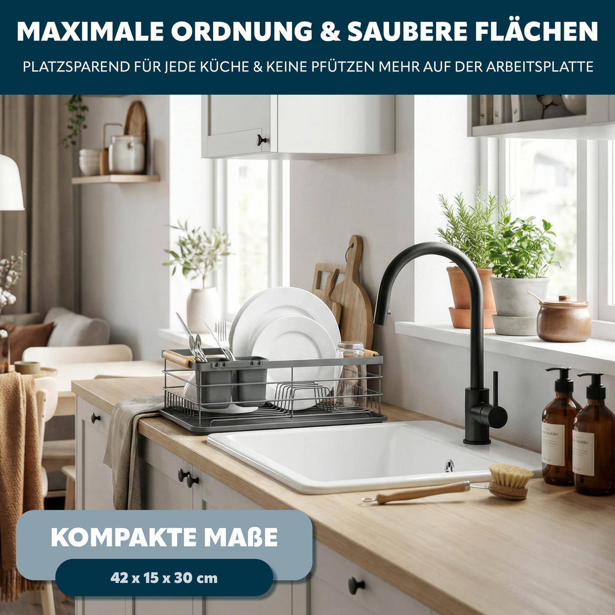 ABTROPFGESTELL, Metall, grau - Grau, Metall (43/15.5/32cm) - eluno